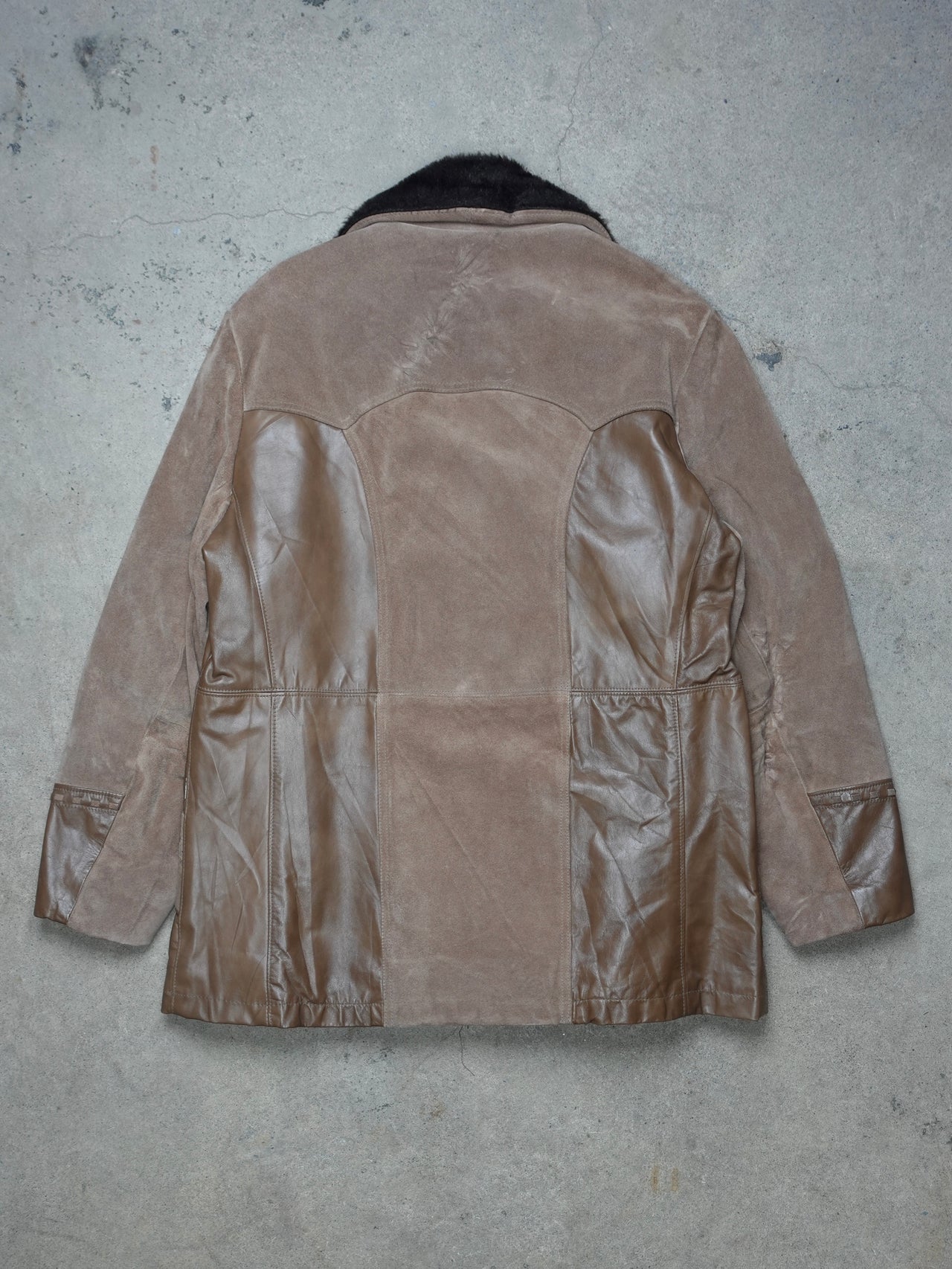 Vintage 1980s - Pioneer Wear Leather Fur Trim Coat