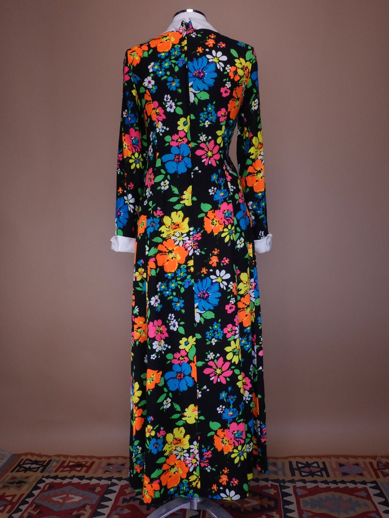 1970S - Andrea Gayle Flower Power Maxi Length Dress