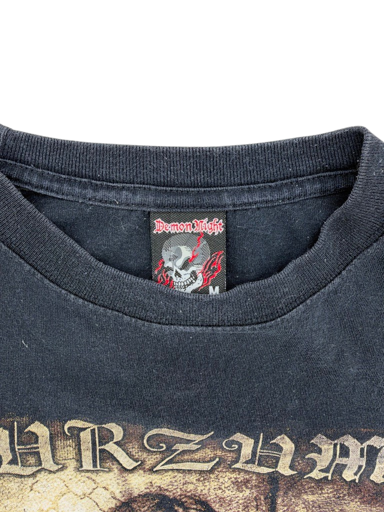 Exile Vintage black 2000s Burzum Demon Night band t-shirt featuring a skull logo tag on the inner collar