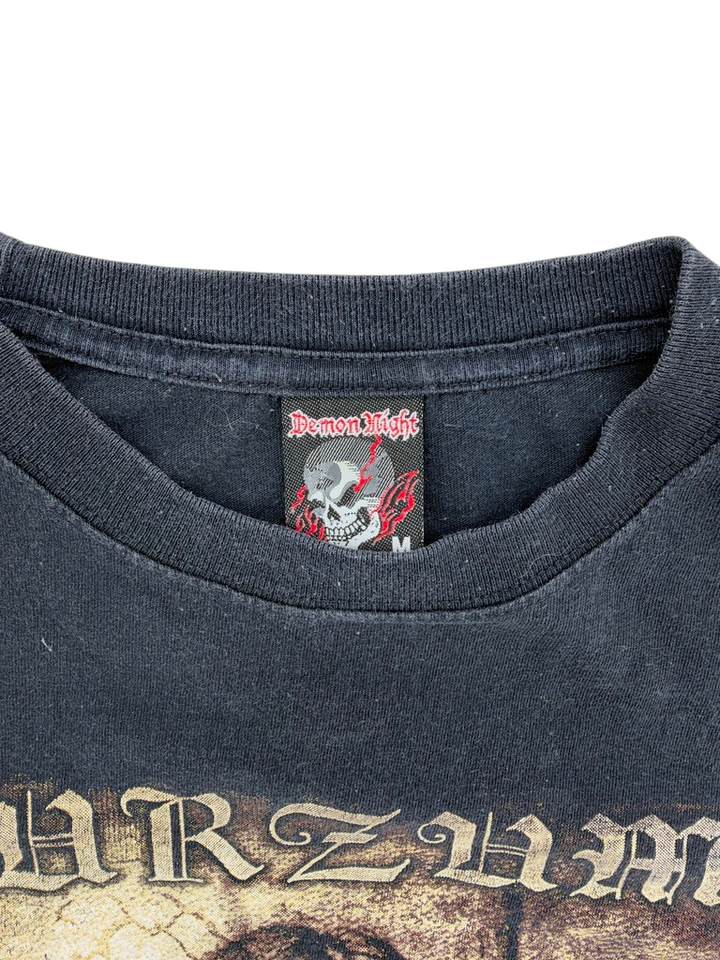 Exile Vintage black 2000s Burzum Demon Night band t-shirt featuring a skull logo tag on the inner collar