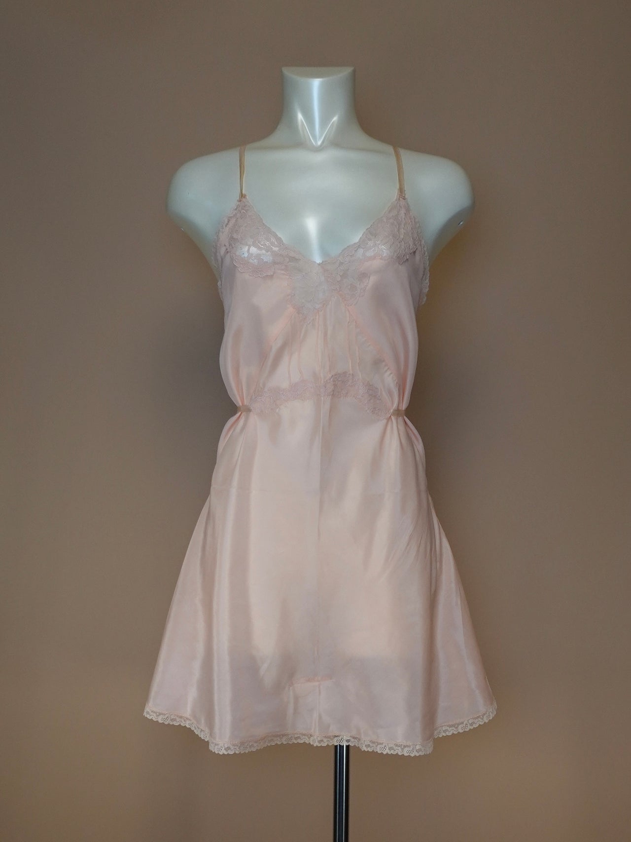 Vintage 1930s - Baby Pink Silk Satin Teddy