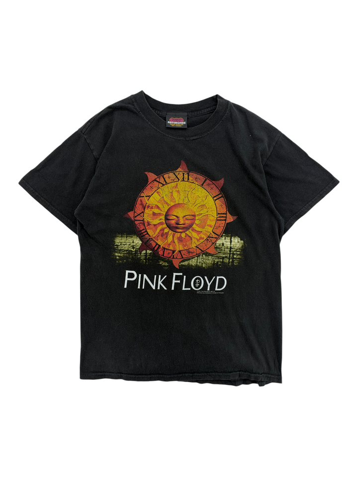 Exile Vintage 2001 Pink Floyd black graphic t-shirt featuring a sun clock design on the front