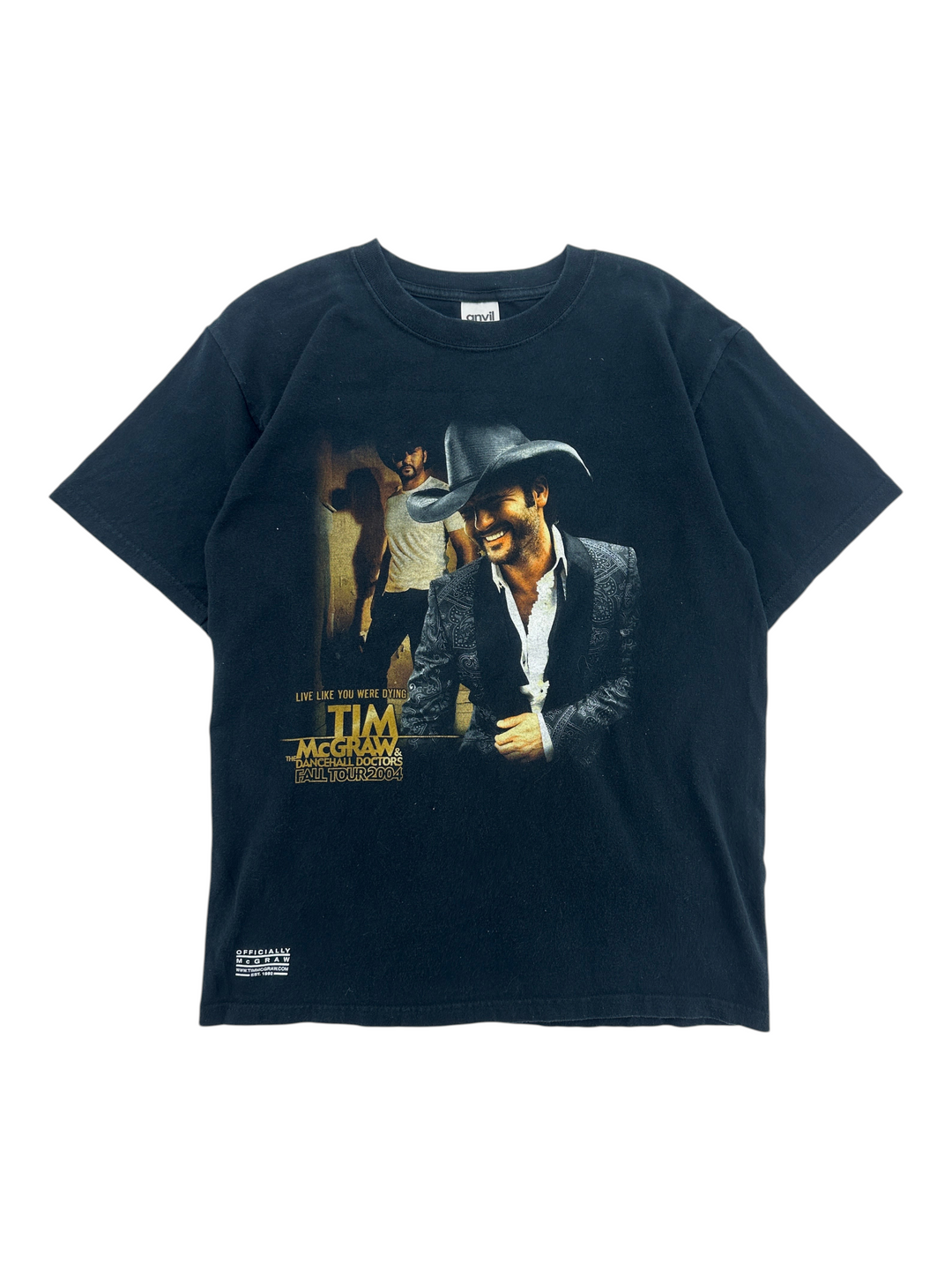 Exile Vintage black 2004 Tim McGraw Live Like You Were Dying tour graphic t-shirt with Anvil tag, size medium.