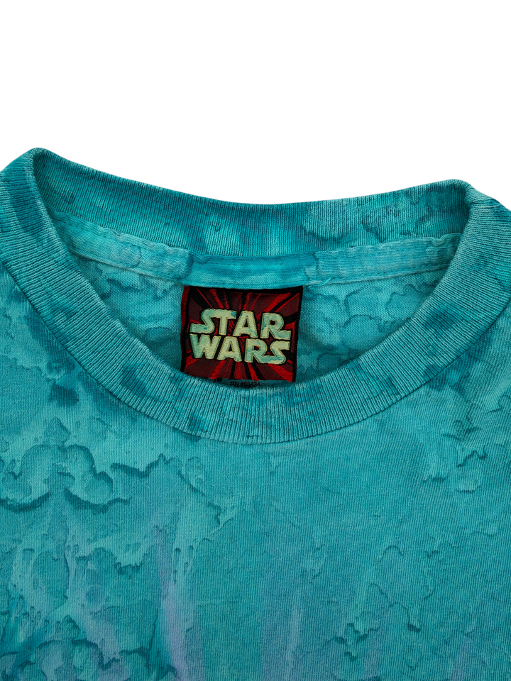 Exile Vintage 1990s Star Wars Queen Amidala tie dye t-shirt collar and branded neck label