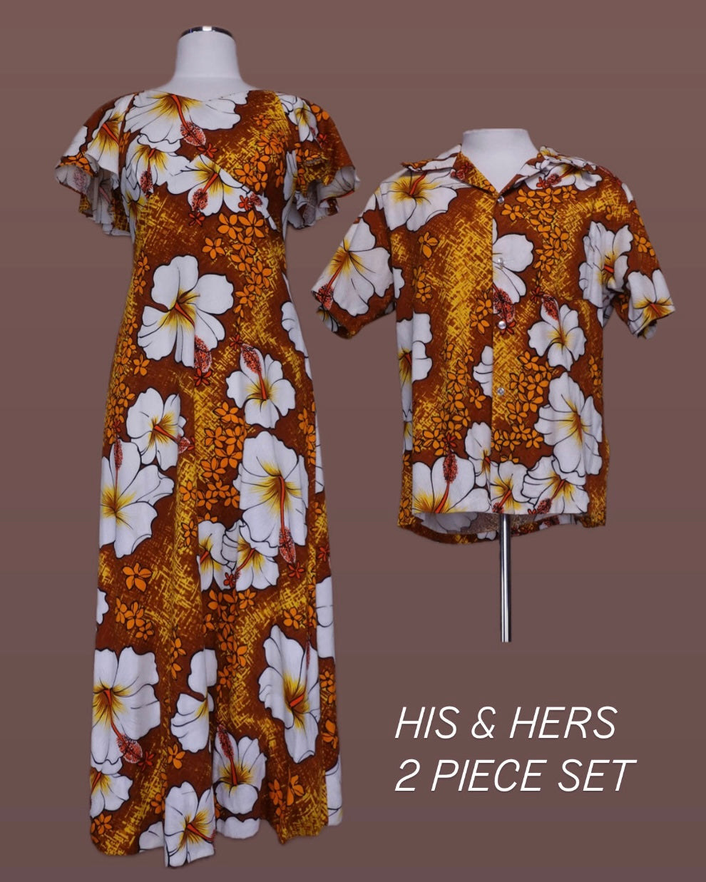 1970s - “His & Hers” Pomare Hawiian Dress & Shirt Set