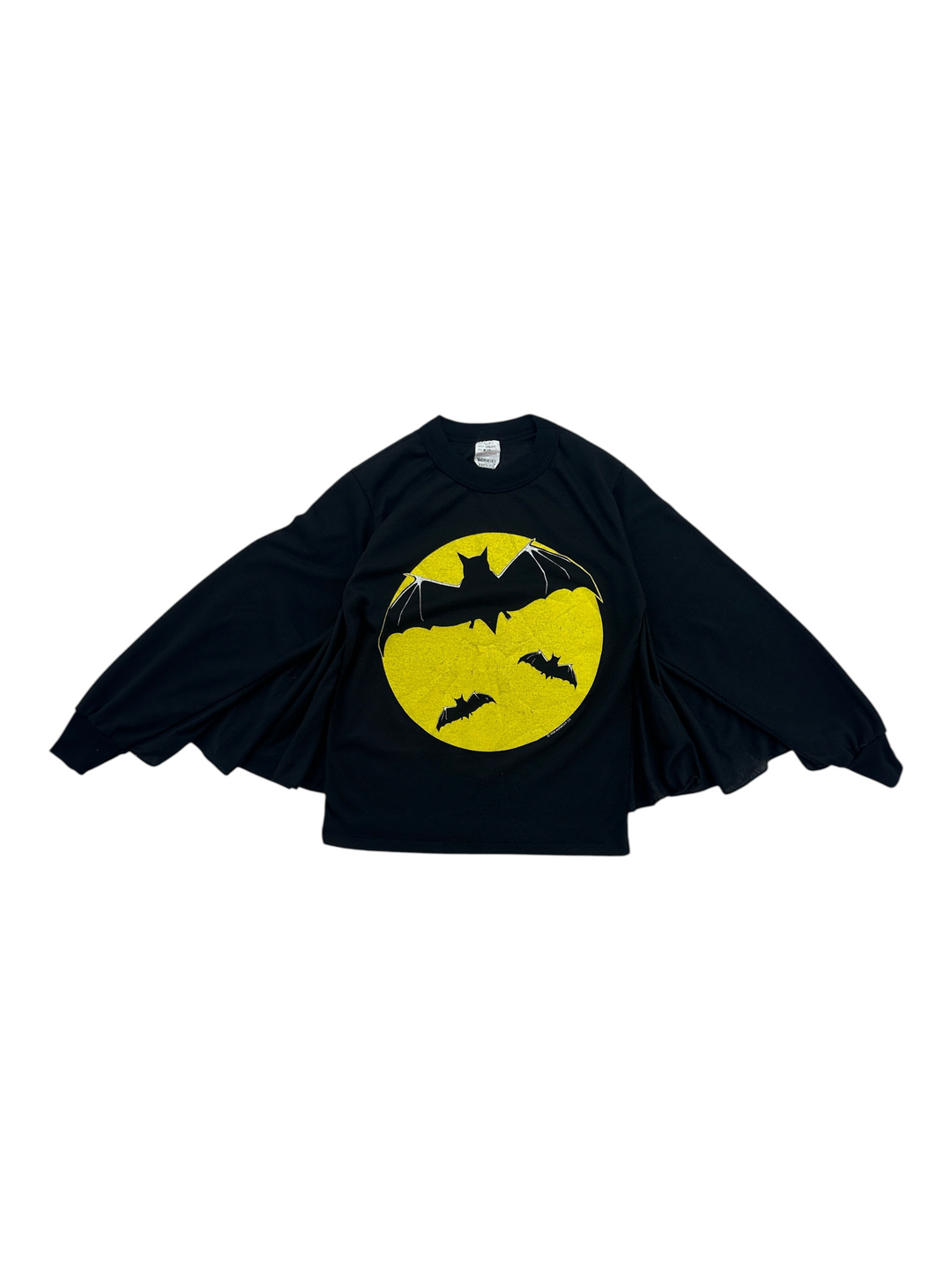 Exile Vintage 1980s black long sleeve t-shirt with bat wings and a yellow moon graphic print