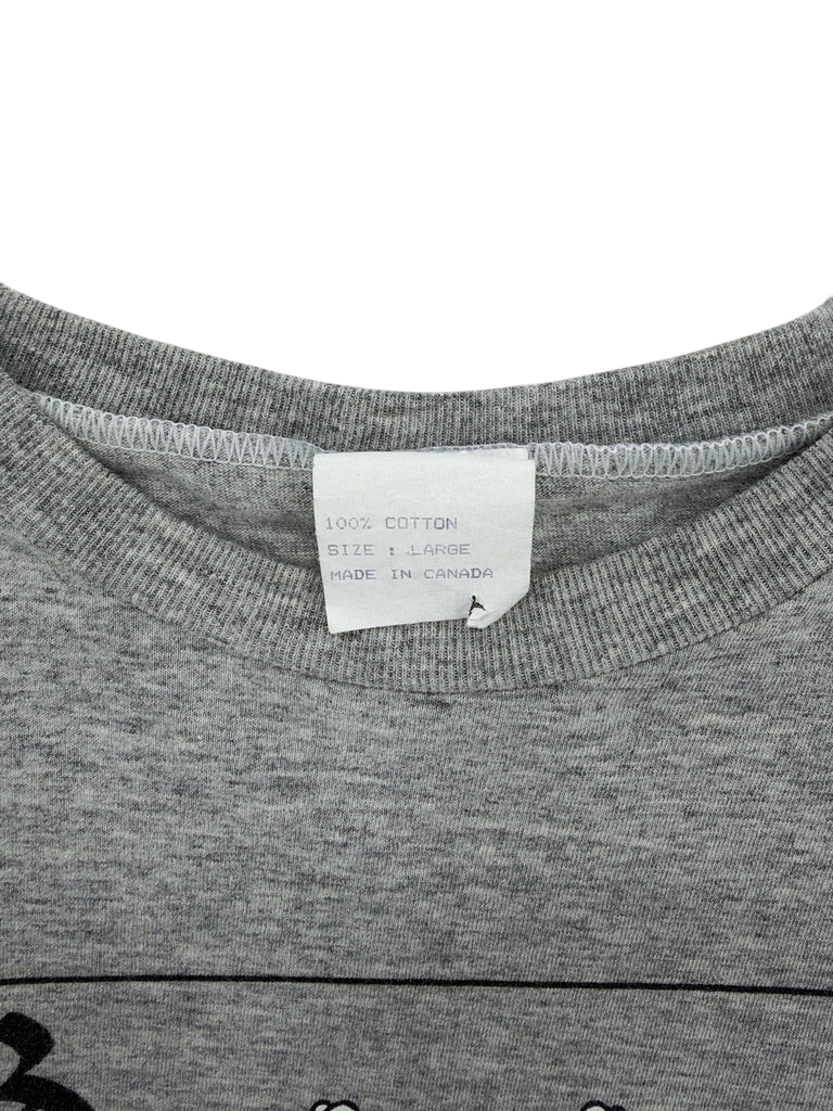Exile Vintage grey cotton 1990s Rolling Stones tour t-shirt neck label showing size large and made in Canada
