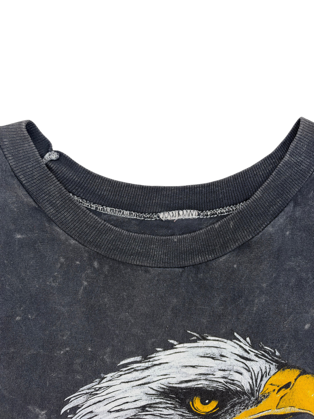 Exile Vintage 1980s Harley Davidson eagle graphic t-shirt in faded black with a ribbed crew neck collar
