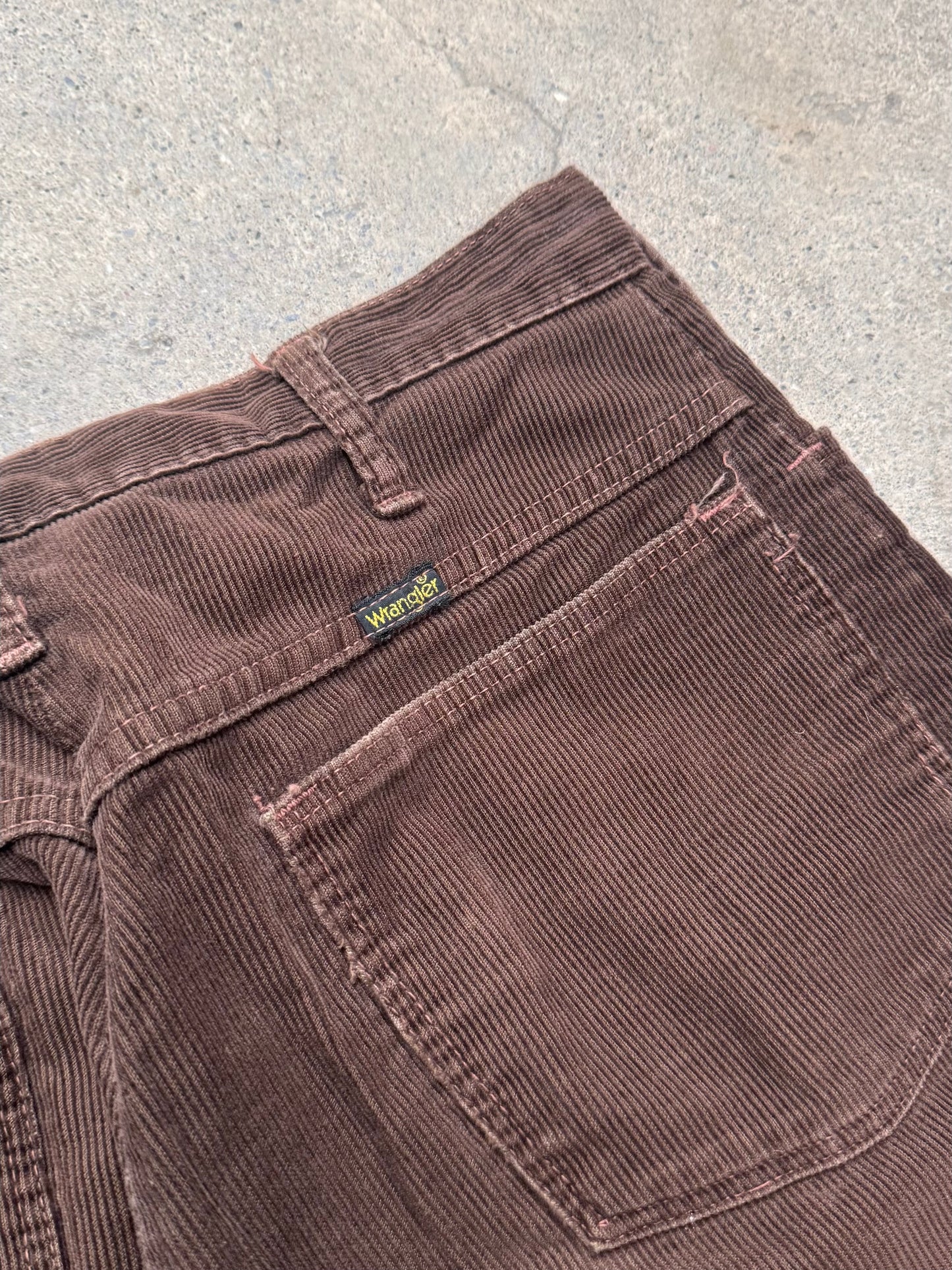 1970S - WRANGLER BROWN FLARED CORDUROY TROUSERS