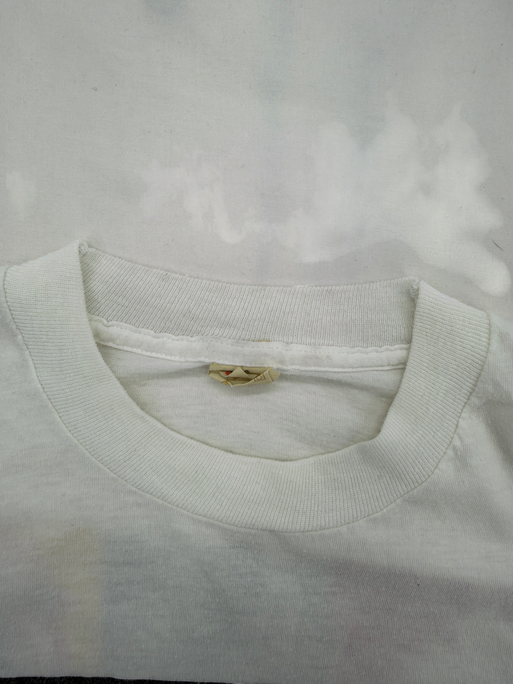 Exile Vintage white 1980s Rolling Stones Steel Wheels tour t-shirt crew neck collar detail