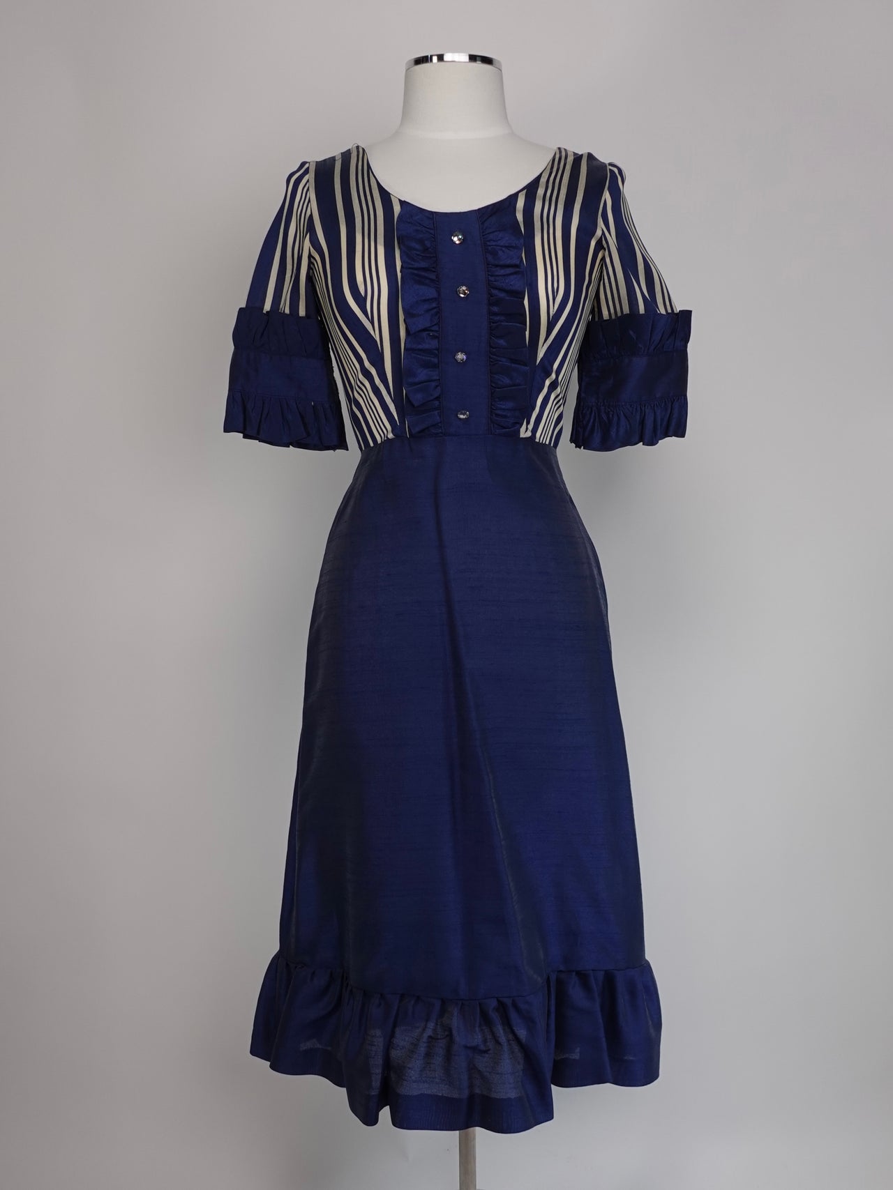 Vintage 1960s - St. Andre Striped Blue Dress