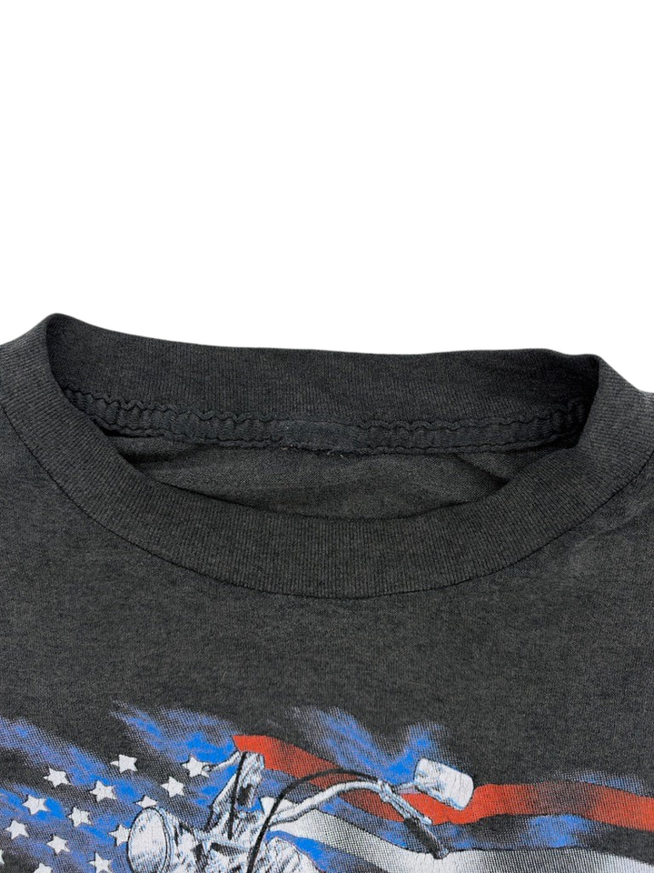 Exile Vintage 1980s Harley Davidson The Strong Survive black cotton t-shirt collar detail