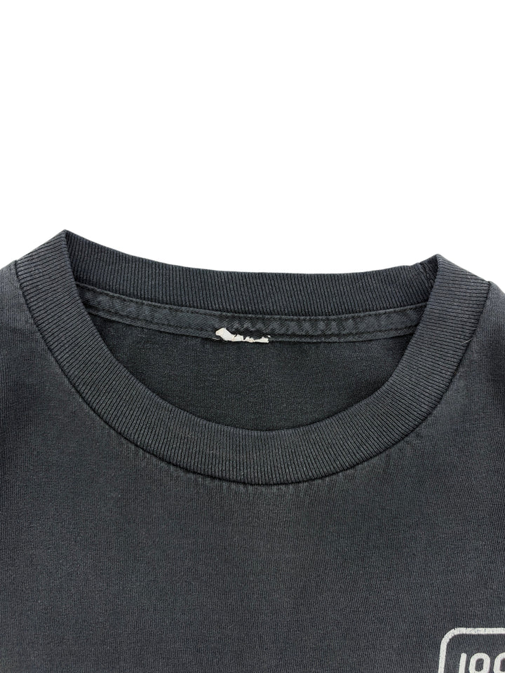 Exile Vintage black 1990s Perfection Schematic T-shirt featuring a ribbed crew neckline