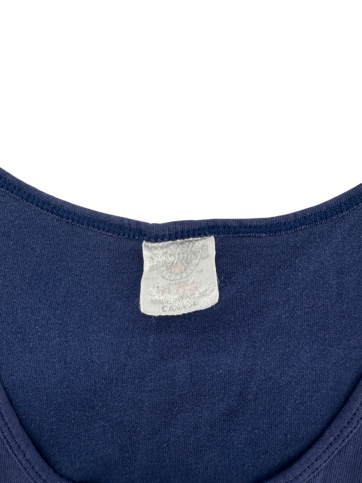 Exile Vintage 1990s Labatt Blue tank top featuring a worn size XL tag made in Canada