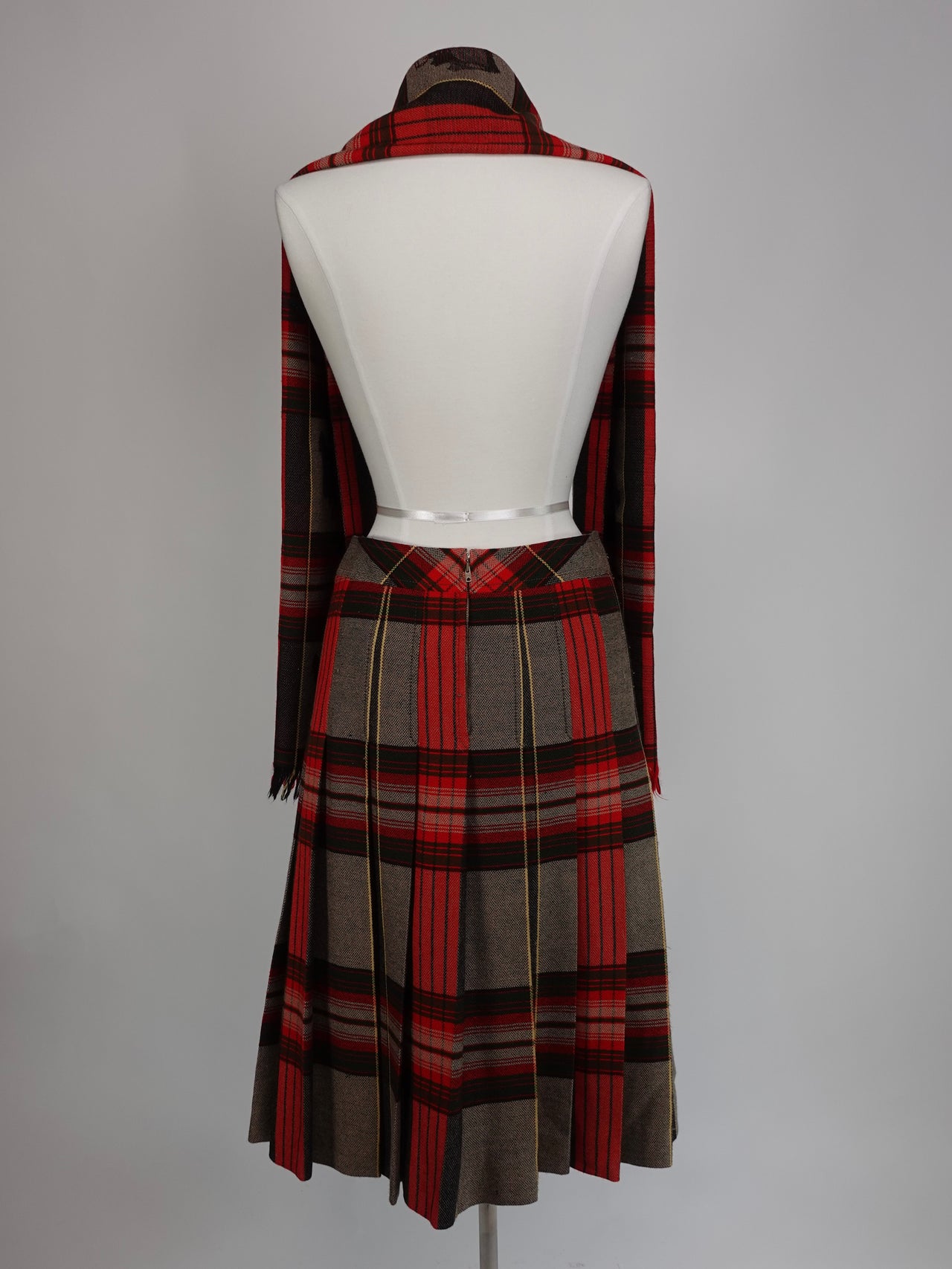 Vintage Late 1980s - Celine Wool Skirt + Scarf Set
