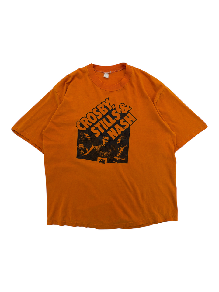 Exile Vintage orange 1970s Crosby Stills and Nash graphic band t-shirt in size XL