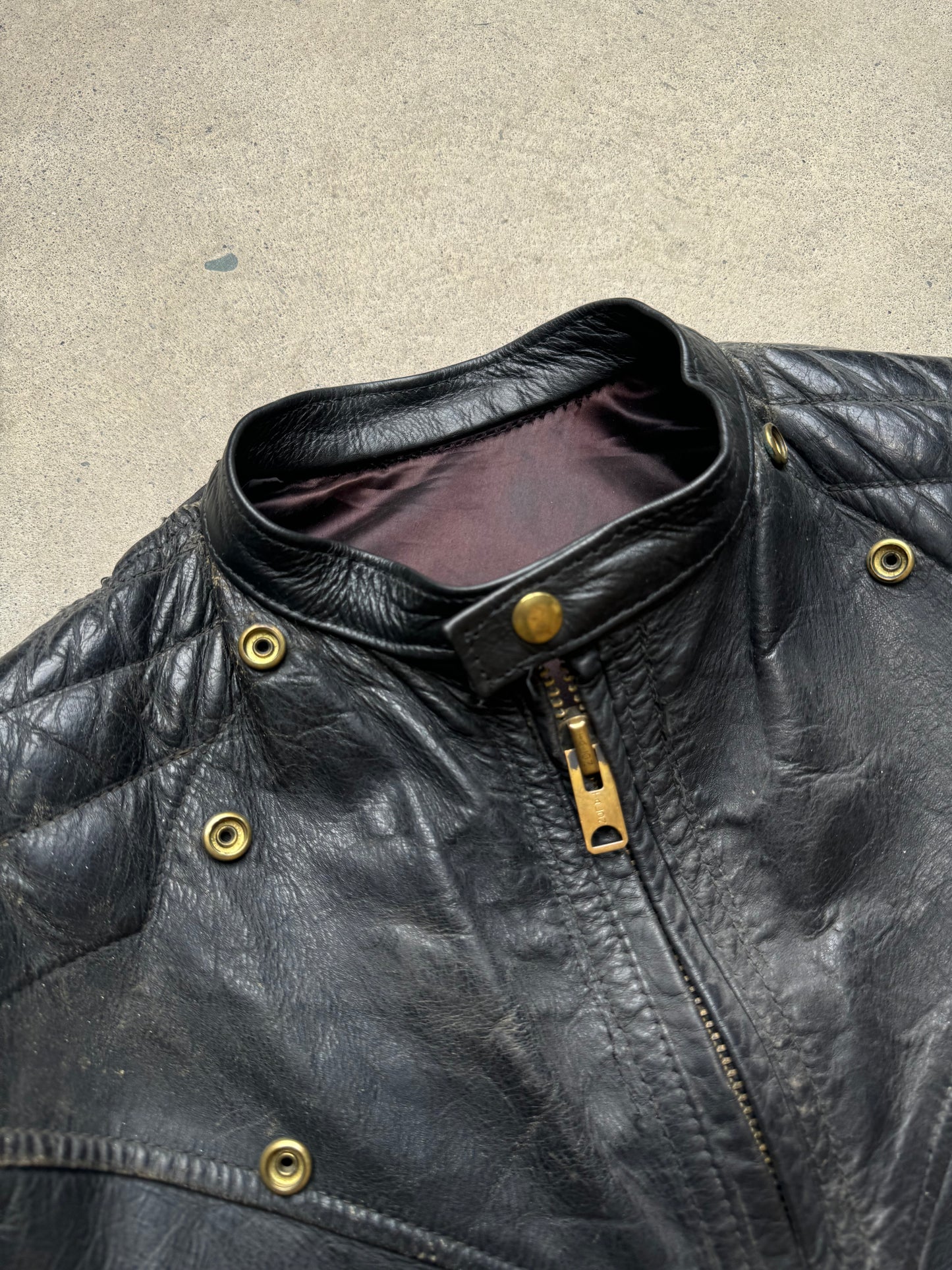 1960s/70s - Unbranded Black Horsehide Motorcycle Jacket