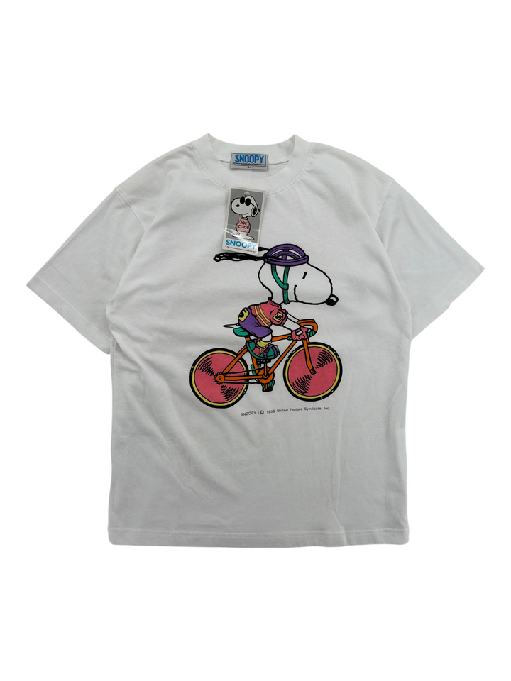 Exile Vintage white 1990s Snoopy cycling graphic t-shirt with Joe Cool character print and original tag
