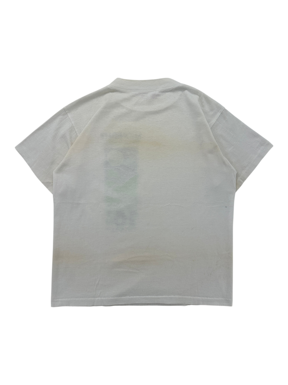 Exile Vintage white 1980s Midnight Madness road race t-shirt, back view showing vintage wear and light staining.