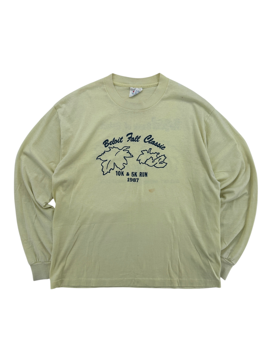 Exile Vintage 1980s long sleeve yellow Beloit Fall Classic 10K and 5K run graphic t-shirt