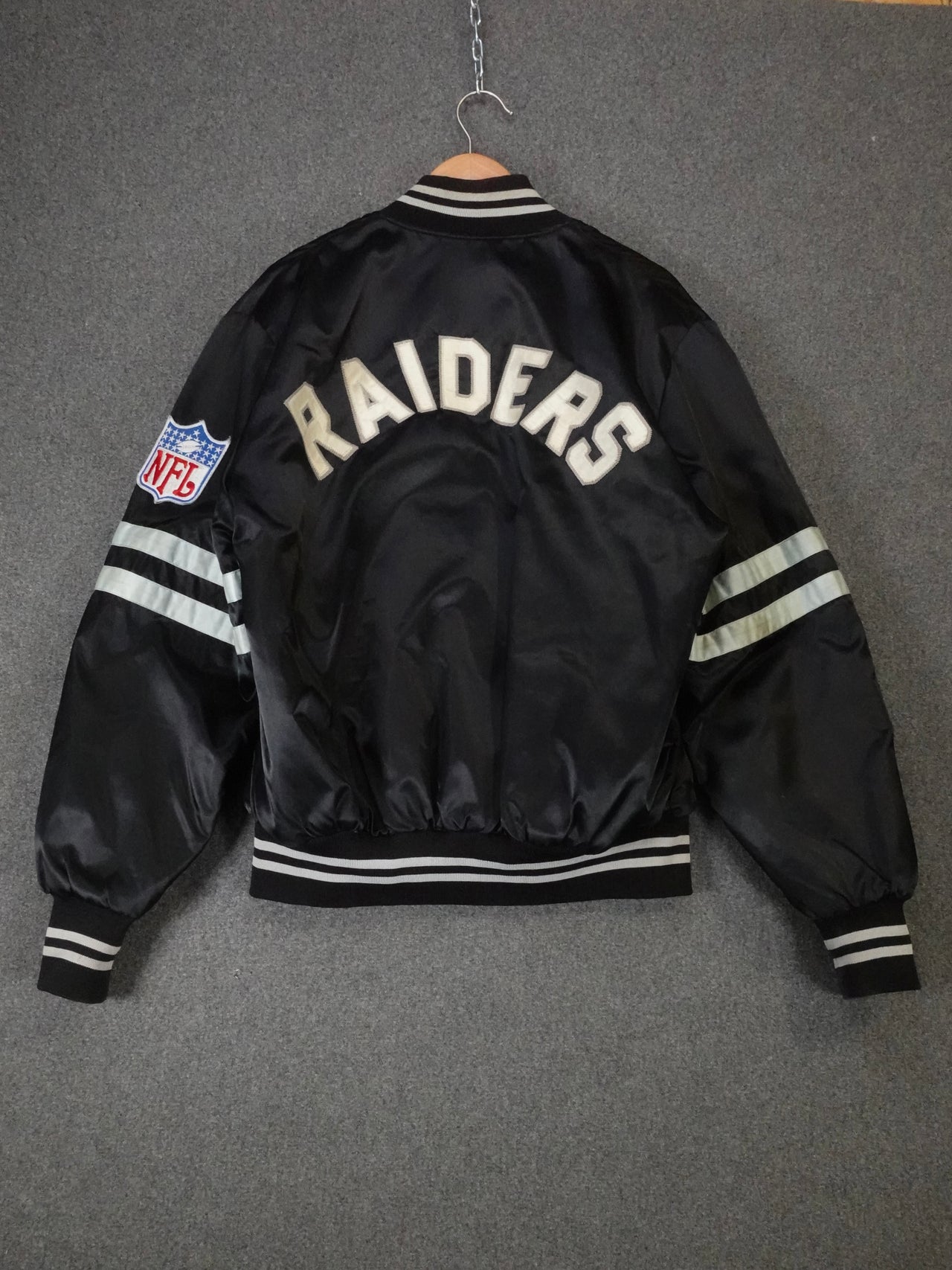Vintage 1990s - NFL Raiders Satin Bomber Jacket