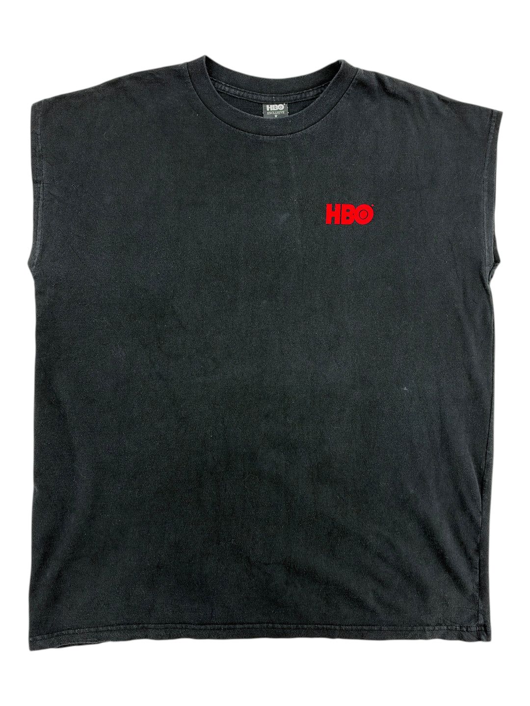 Exile Vintage black 1990s The Sopranos sleeveless t-shirt with red HBO logo on the chest