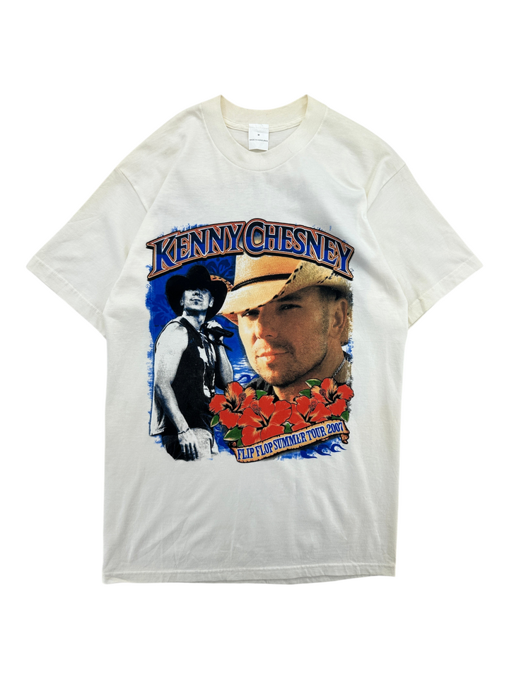 Exile Vintage cream Kenny Chesney 2007 Flip Flop Summer Tour graphic t-shirt with hibiscus flower print