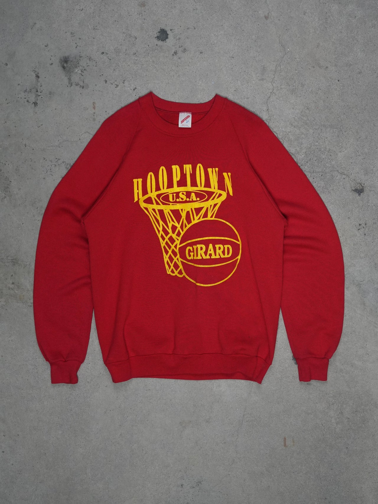 1980S - "HOOPTOWN USA" RAGLAN SLEEVE CREWNECK SWEATSHIRT