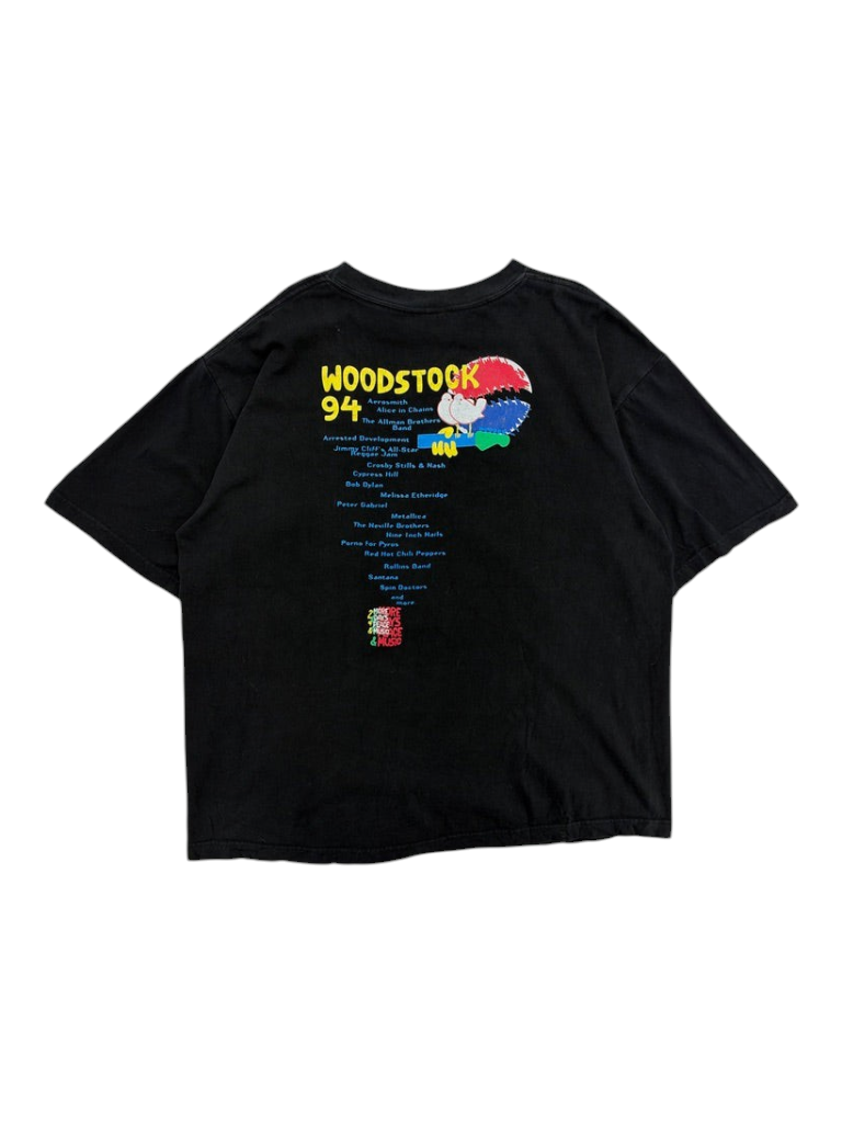 Exile Vintage black 1990s Woodstock 94 Pepsi promo t-shirt with band lineup graphic on the back