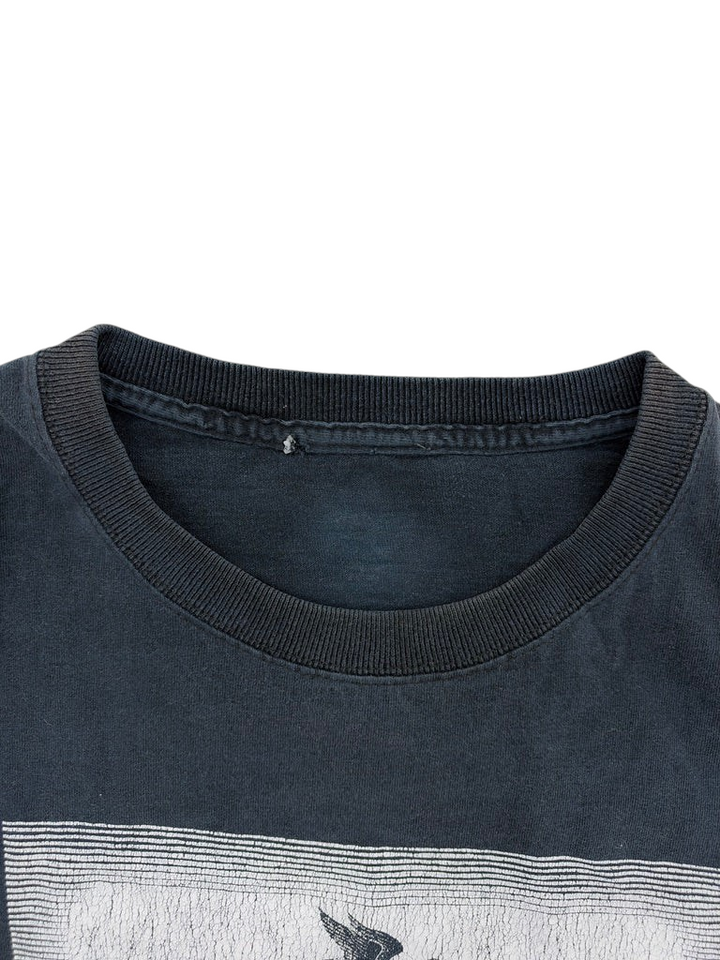 Exile Vintage black 1990s M.C. Escher Sky and Water graphic t-shirt collar detail