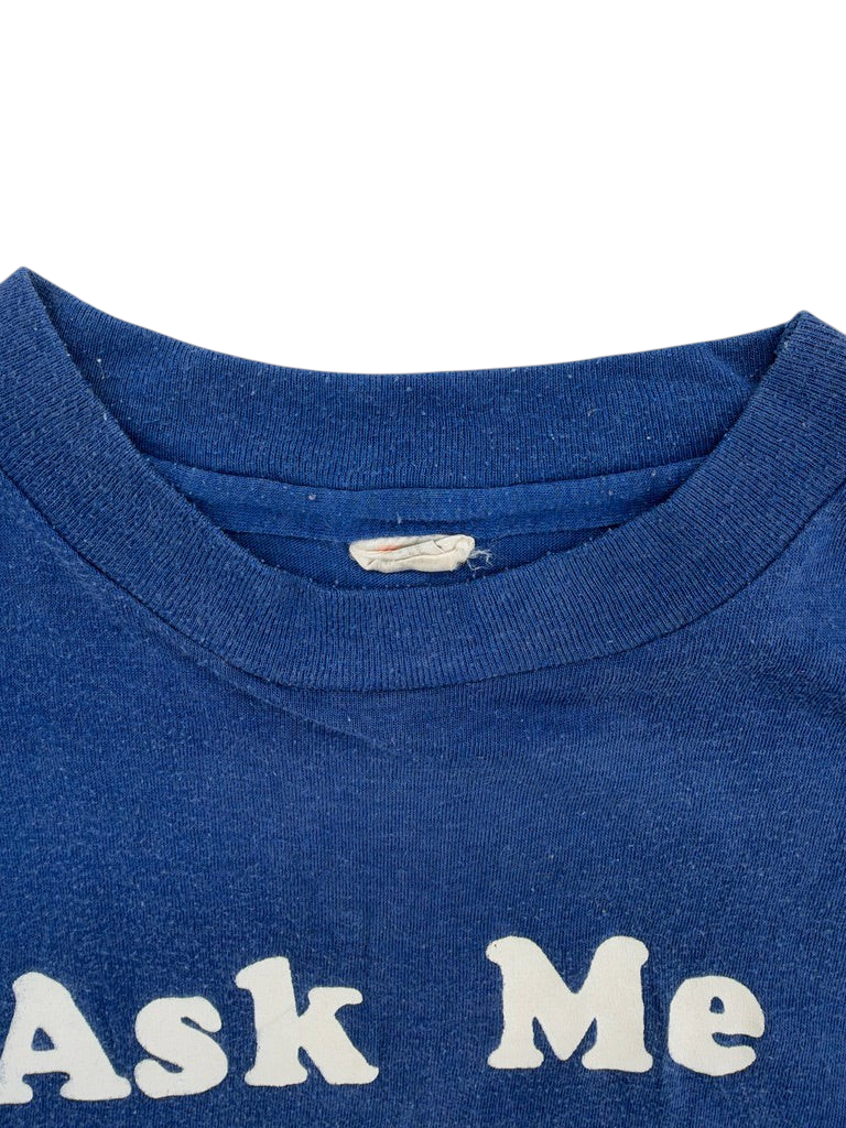 Exile Vintage blue 1970s vintage graphic t-shirt with crew neck and white lettering detail