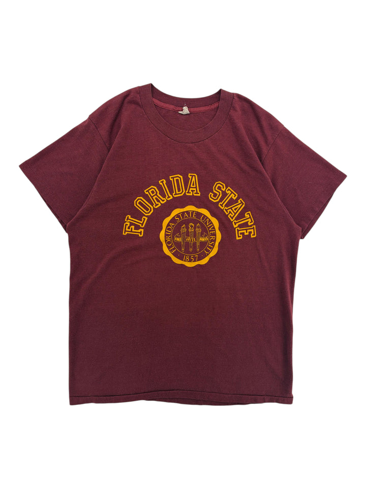 Exile Vintage 1970s maroon Florida State University graphic t-shirt with gold collegiate lettering and seal logo