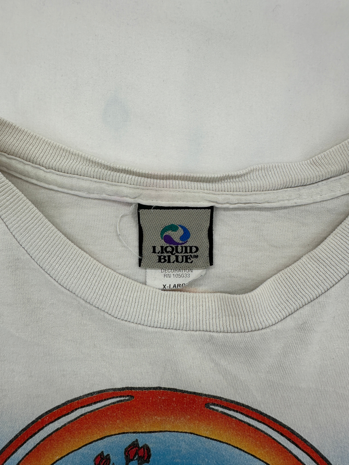 Exile Vintage 2003 Liquid Blue Grateful Dead t-shirt collar and brand tag detail