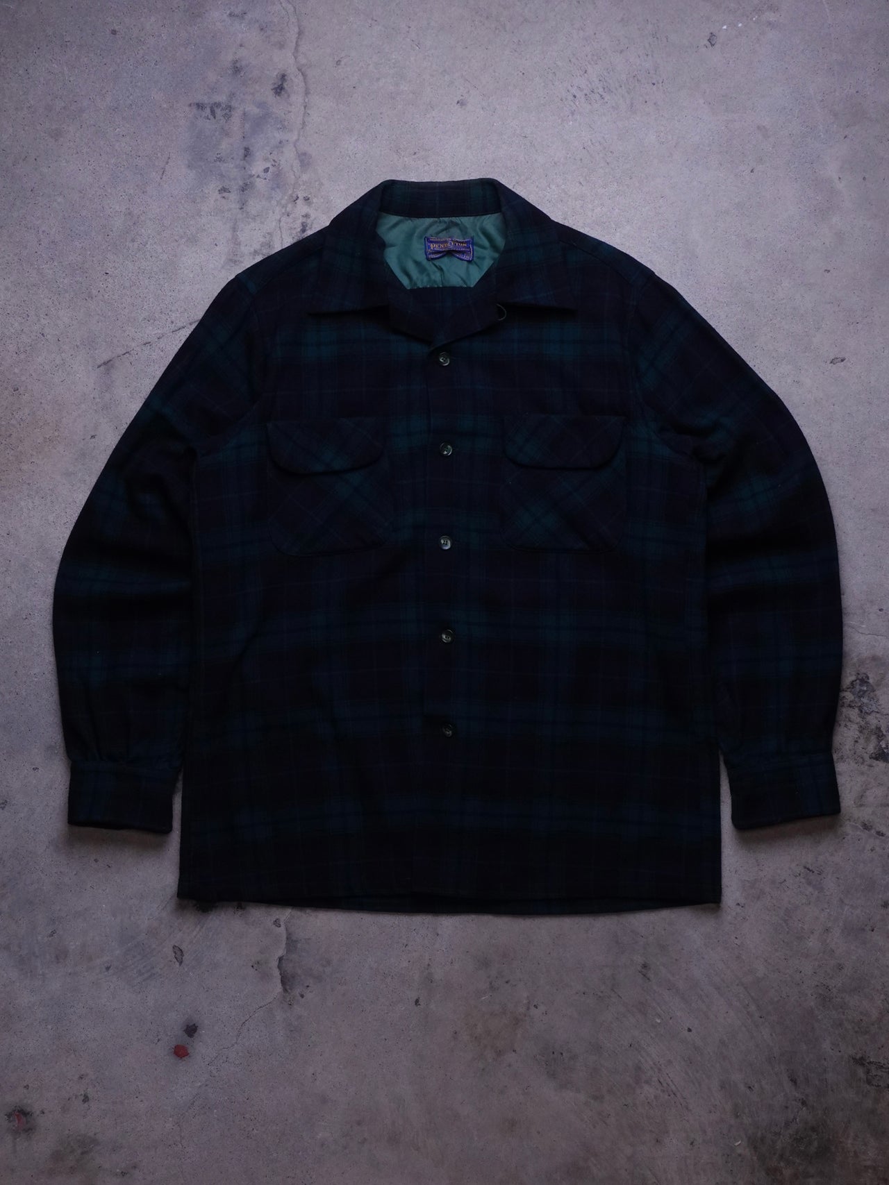 1960s/70s - Pendleton Plaid Wool Loop Collar Shirt