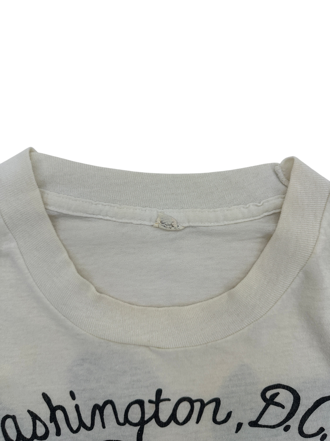 Exile Vintage white 1980s Mickey and Minnie Washington DC t-shirt collar detail
