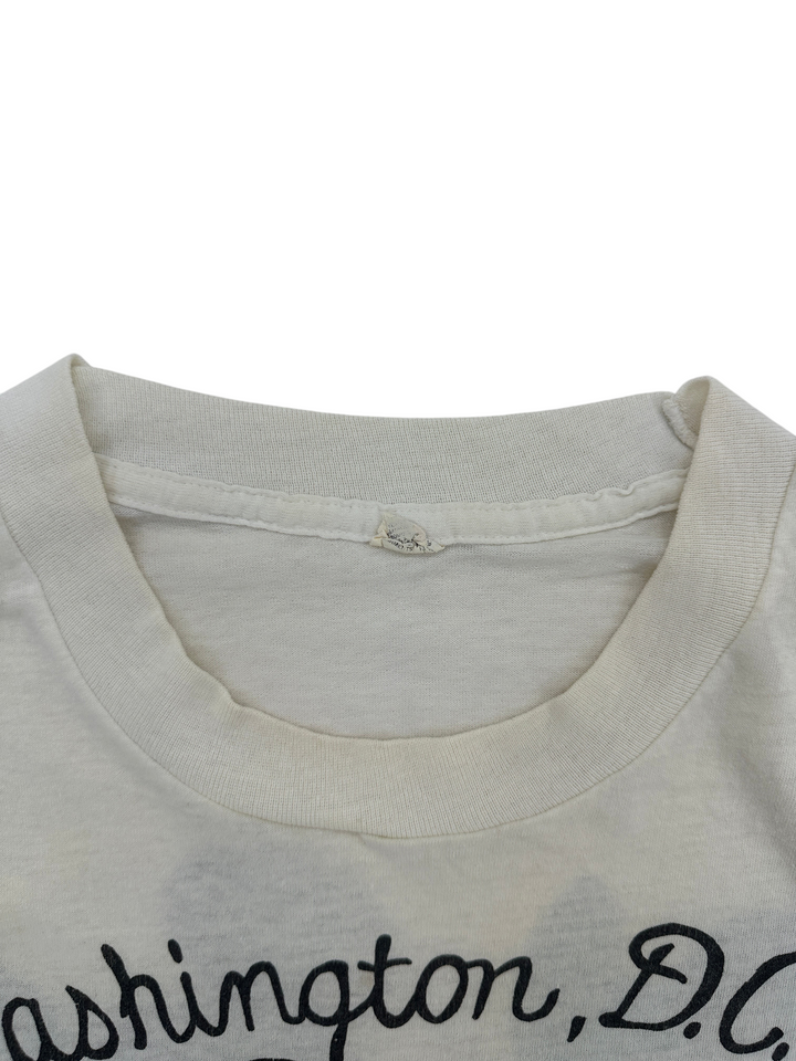Exile Vintage white 1980s Mickey and Minnie Washington DC t-shirt collar detail