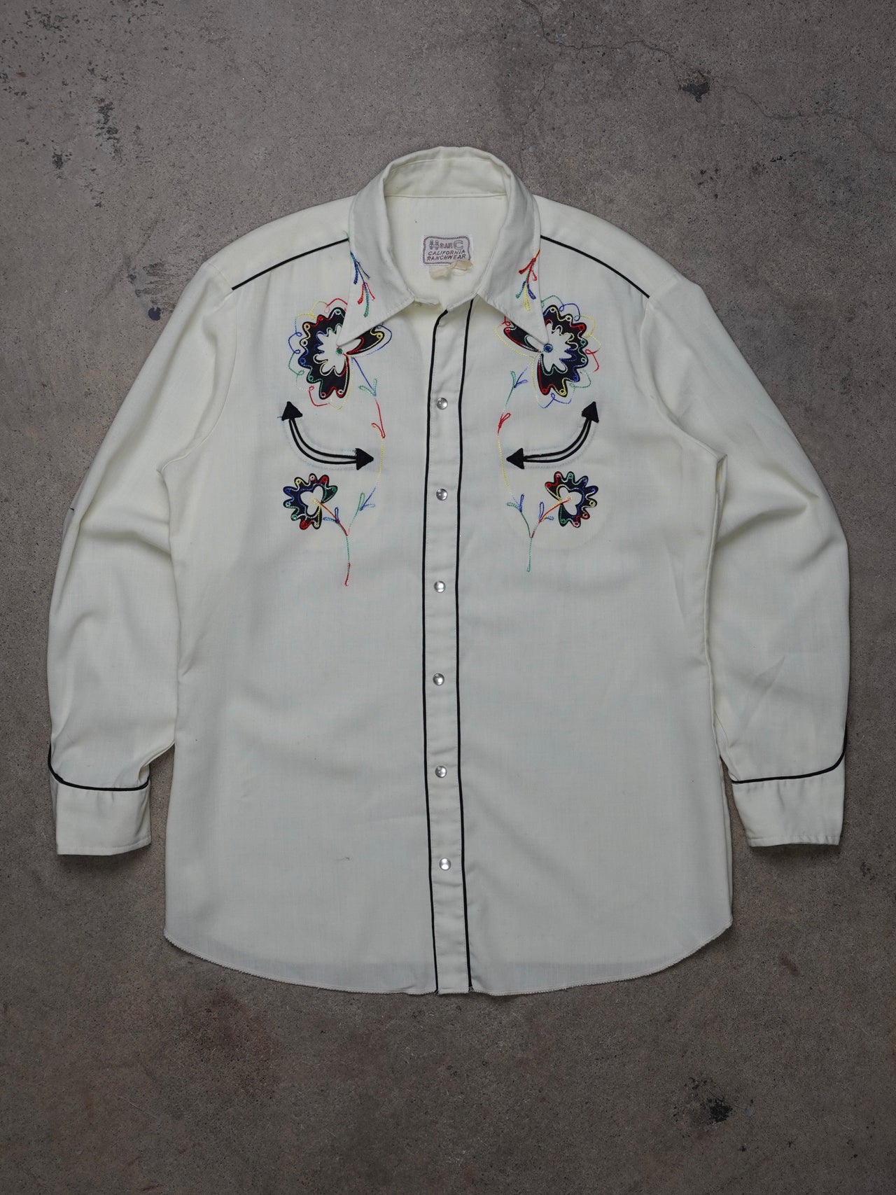 Vintage 1960s - H Bar C Gabradine Western Snap Button Shirt