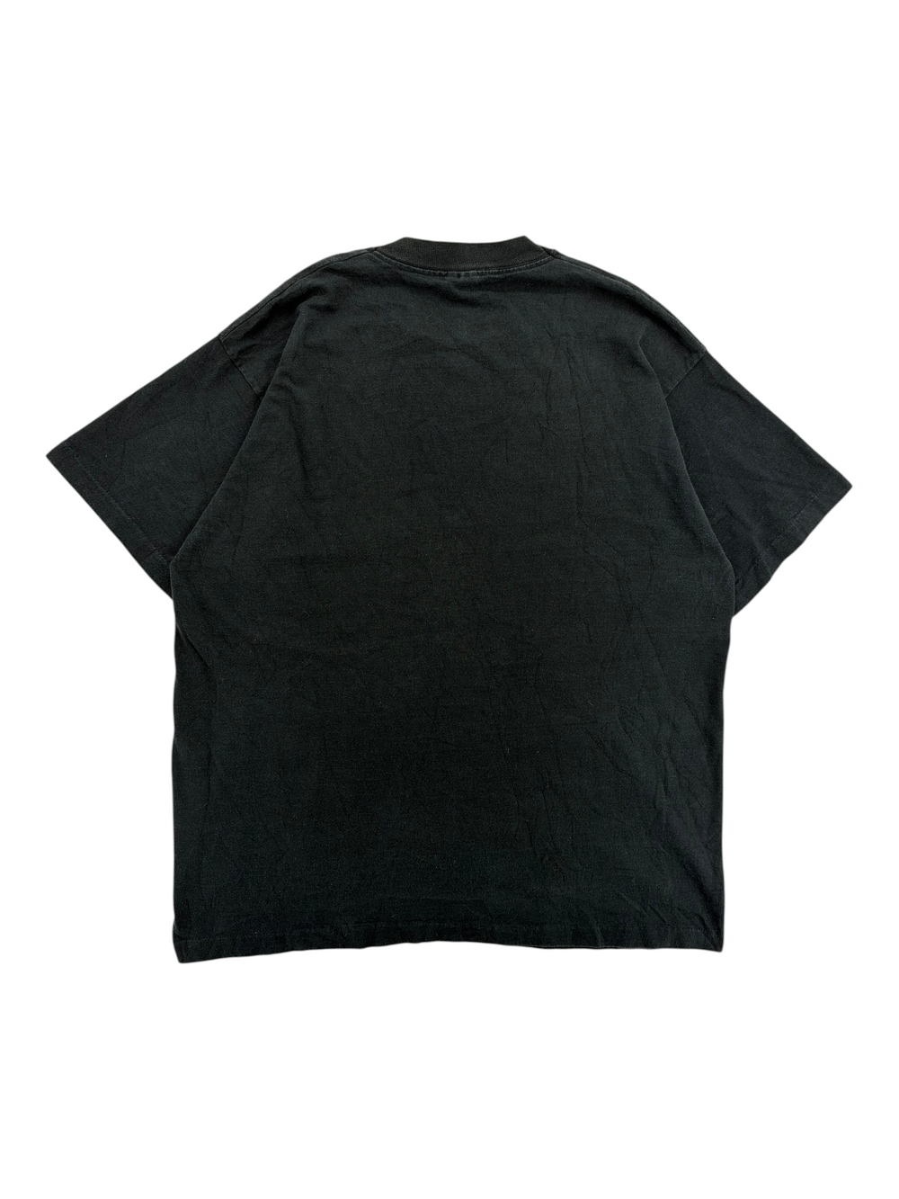 Exile Vintage 1980s black Batman t-shirt, back view of a plain XL vintage cotton graphic tee