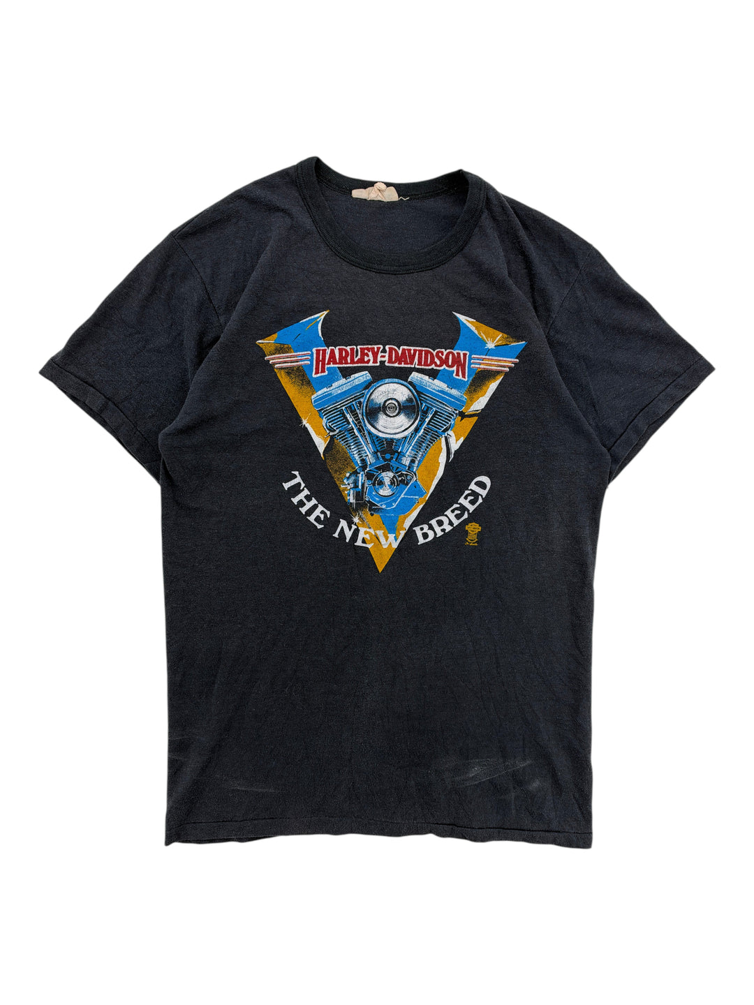 Exile Vintage 1980s black Harley Davidson The New Breed graphic t-shirt with engine print