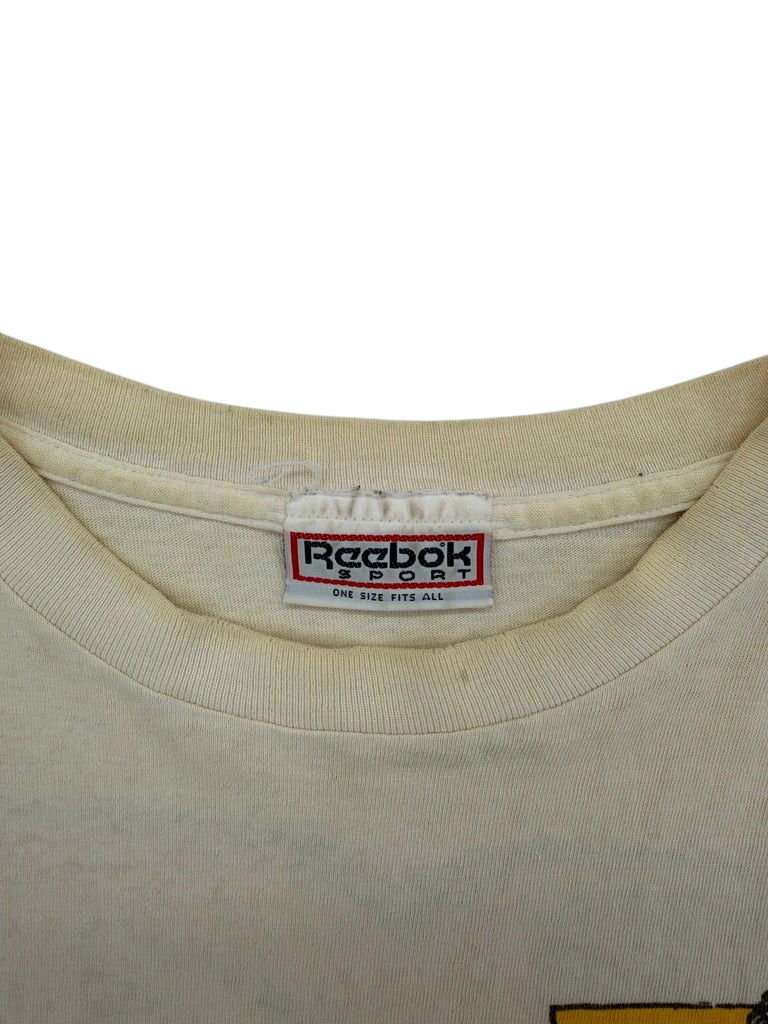 Exile Vintage 1990s Reebok Sport t-shirt collar with branded tag and cream fabric