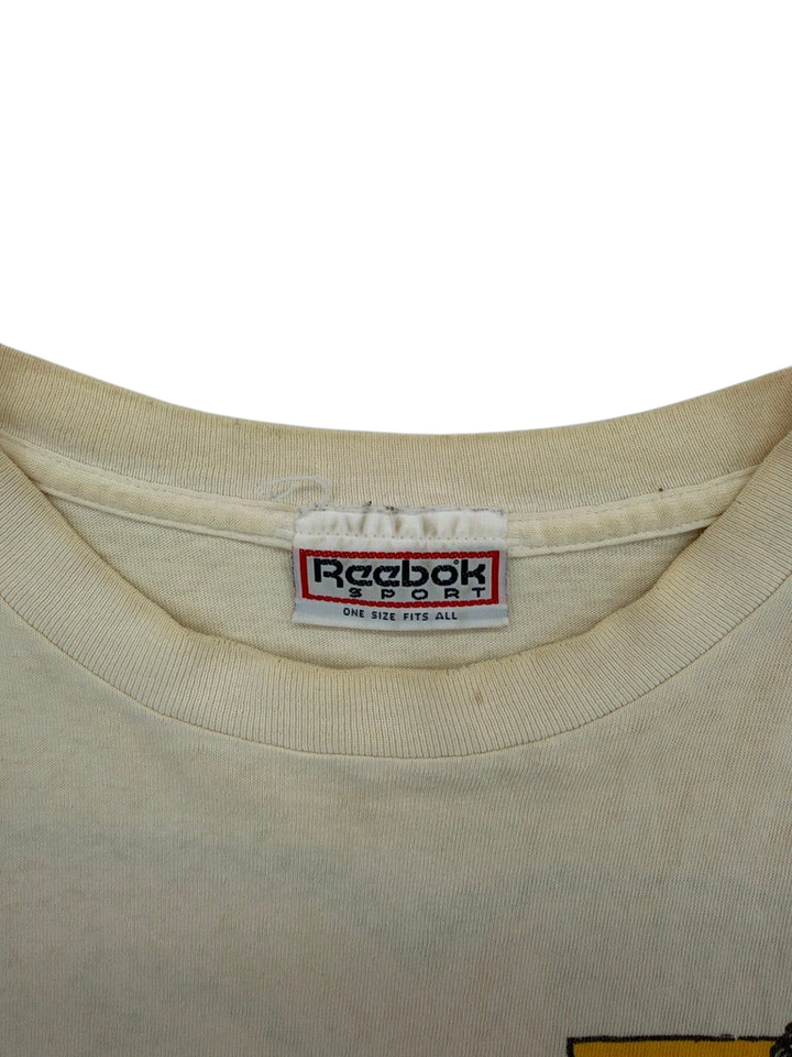 Exile Vintage 1990s Reebok Sport t-shirt collar with branded tag and cream fabric