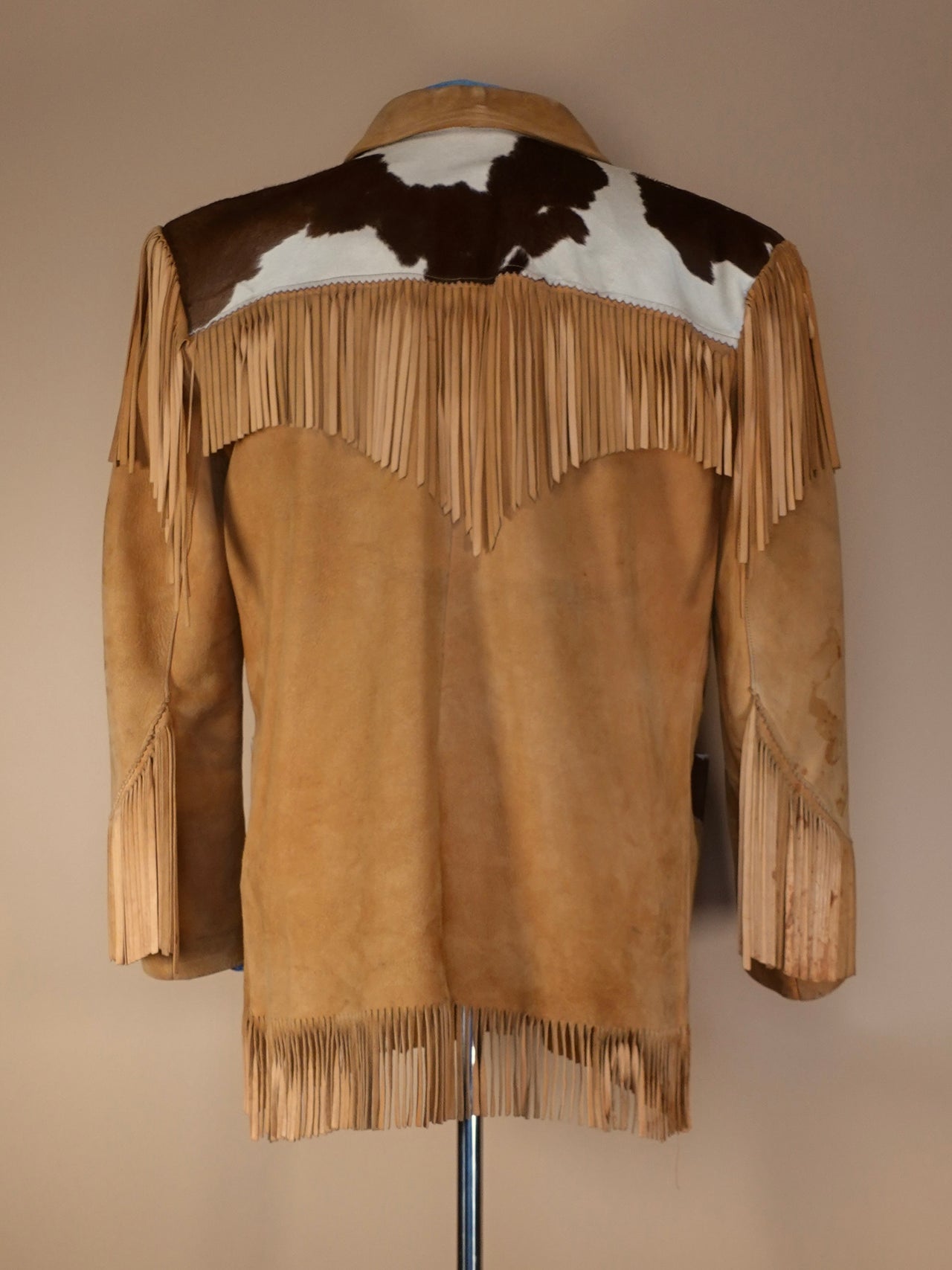 1980s - Leather Craft Process NYC Cowhide Suede Fringe Jacket with Rawhide Finishes