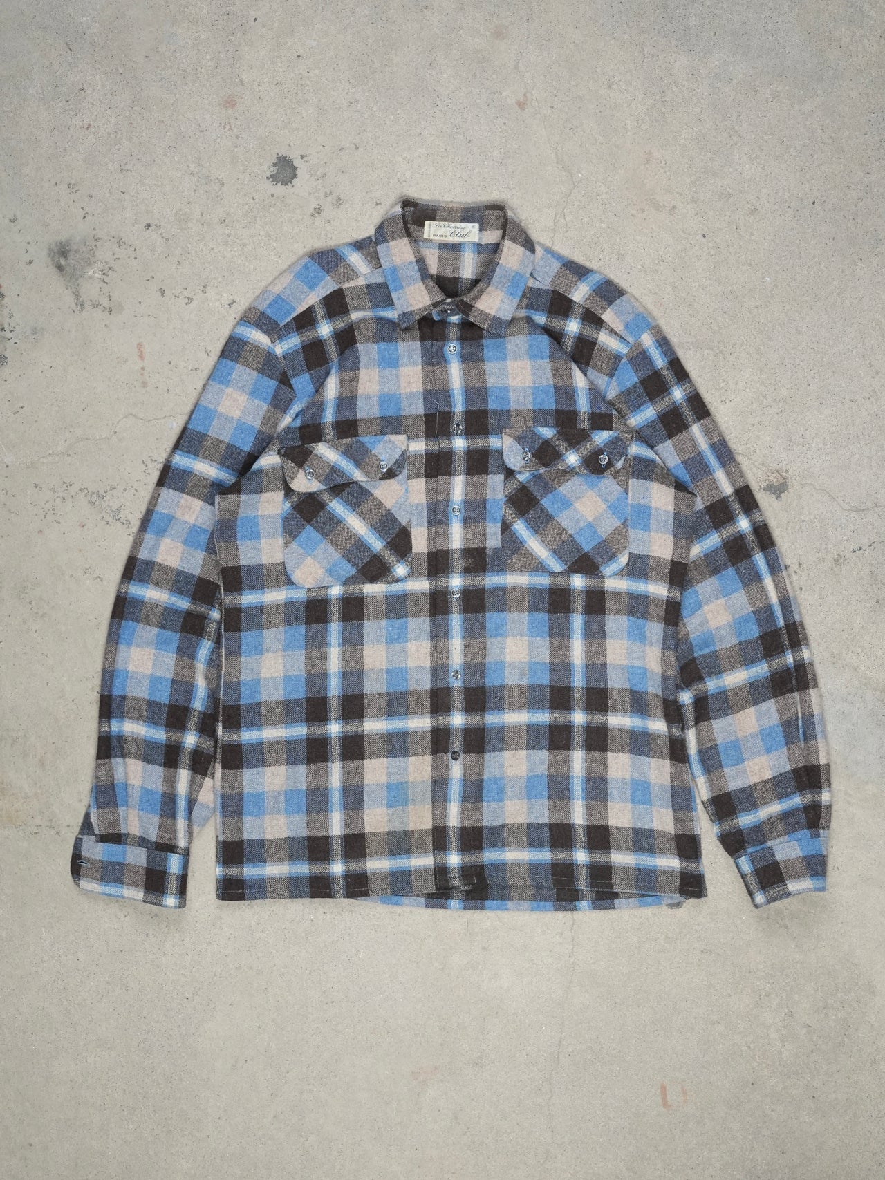 Vintage 1960s - La Chemise Paris Plaid Wool Button Up