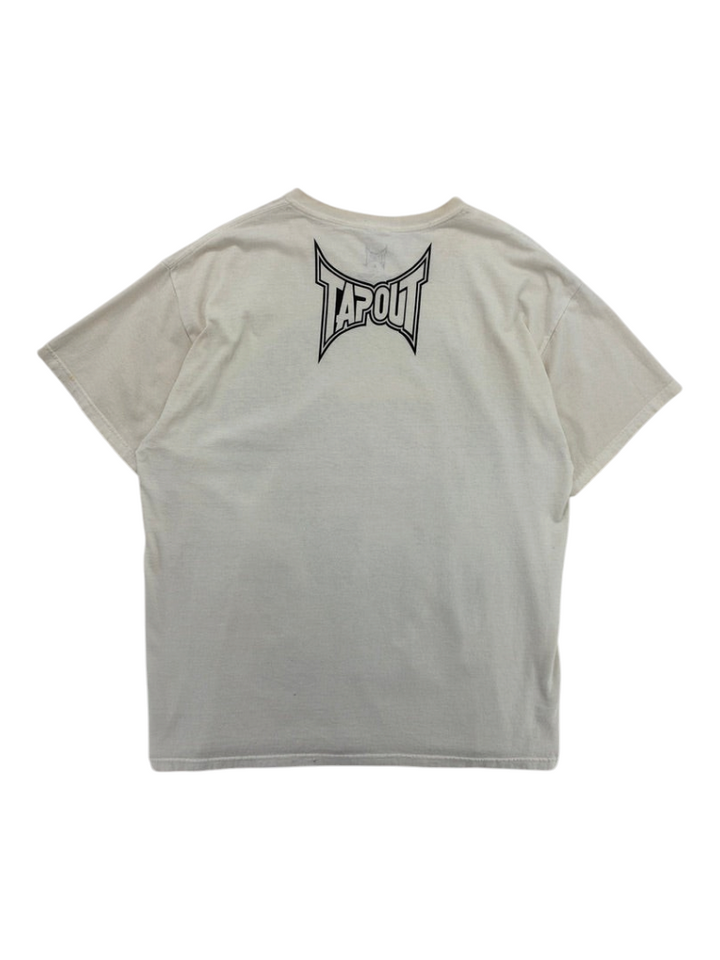 Exile Vintage XL Tapout Fight Co t-shirt in off-white with a black logo graphic on the back