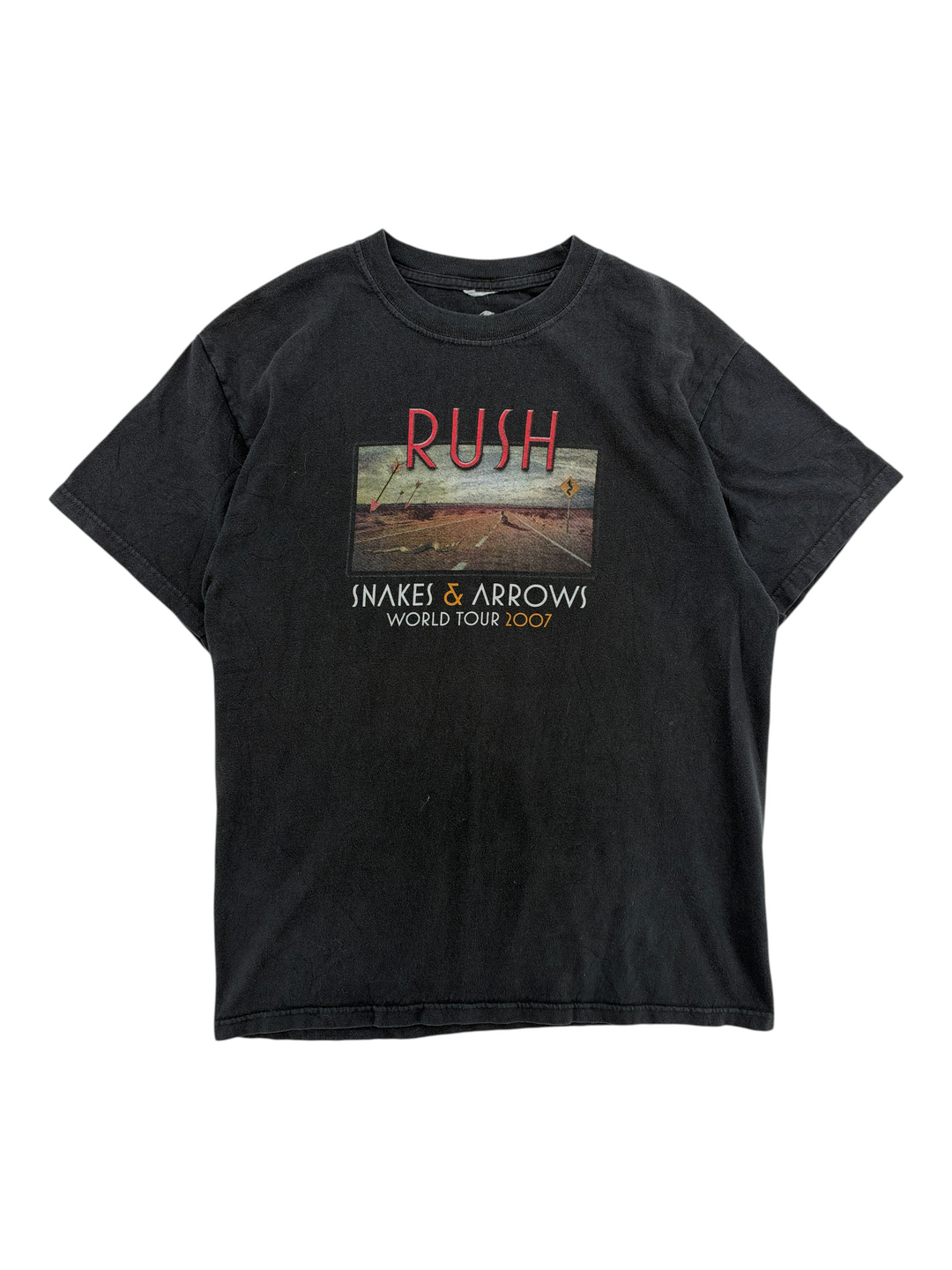 Exile Vintage black 2007 Rush Snakes &amp; Arrows world tour graphic t-shirt in size medium