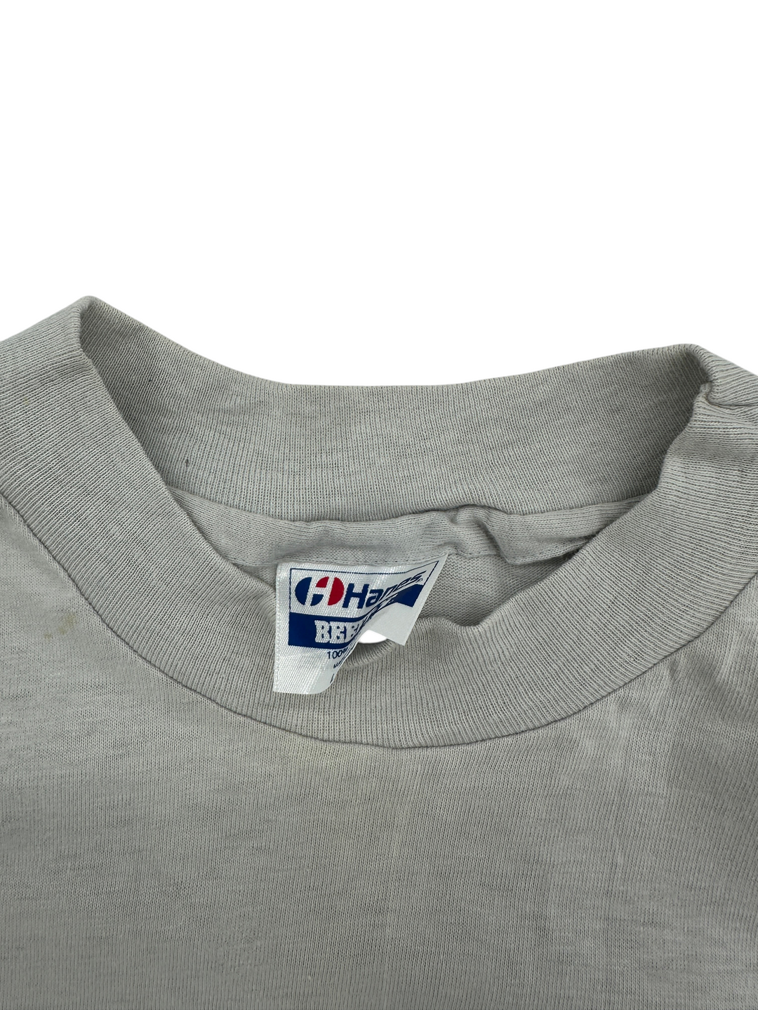 Exile Vintage 1990s Alltel corporate T-shirt featuring a Hanes Beefy-T tag on a grey cotton crew neck collar