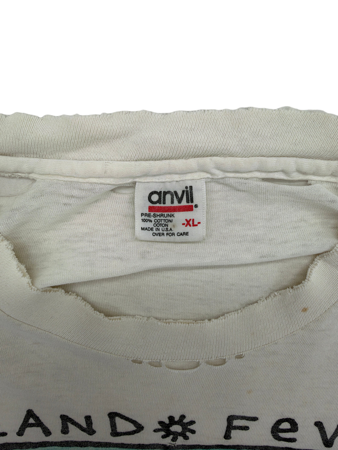 Exile Vintage 1990s Boca Grande Island Fever t-shirt featuring an Anvil brand XL tag on white cotton fabric