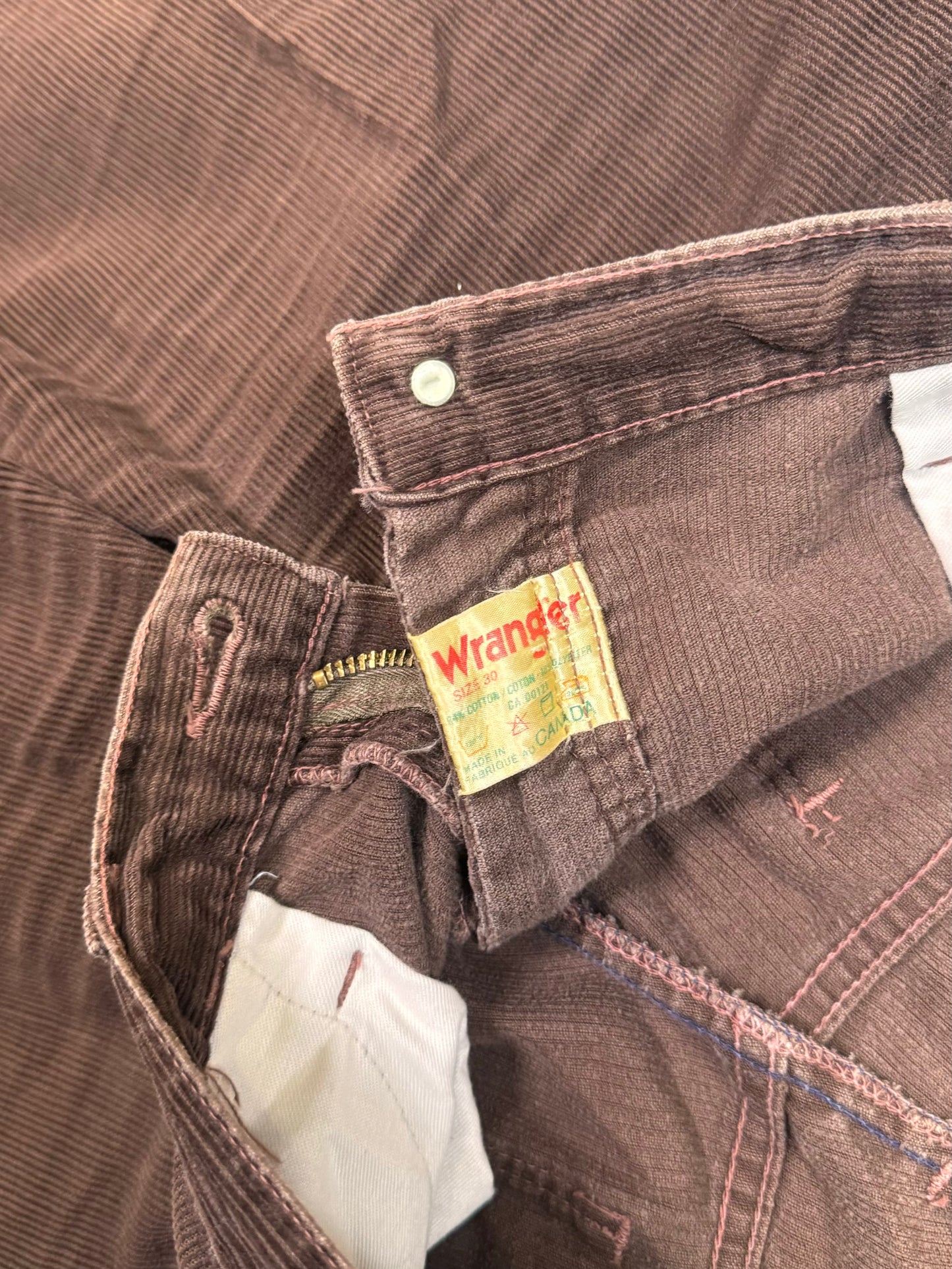 1970S - WRANGLER BROWN FLARED CORDUROY TROUSERS
