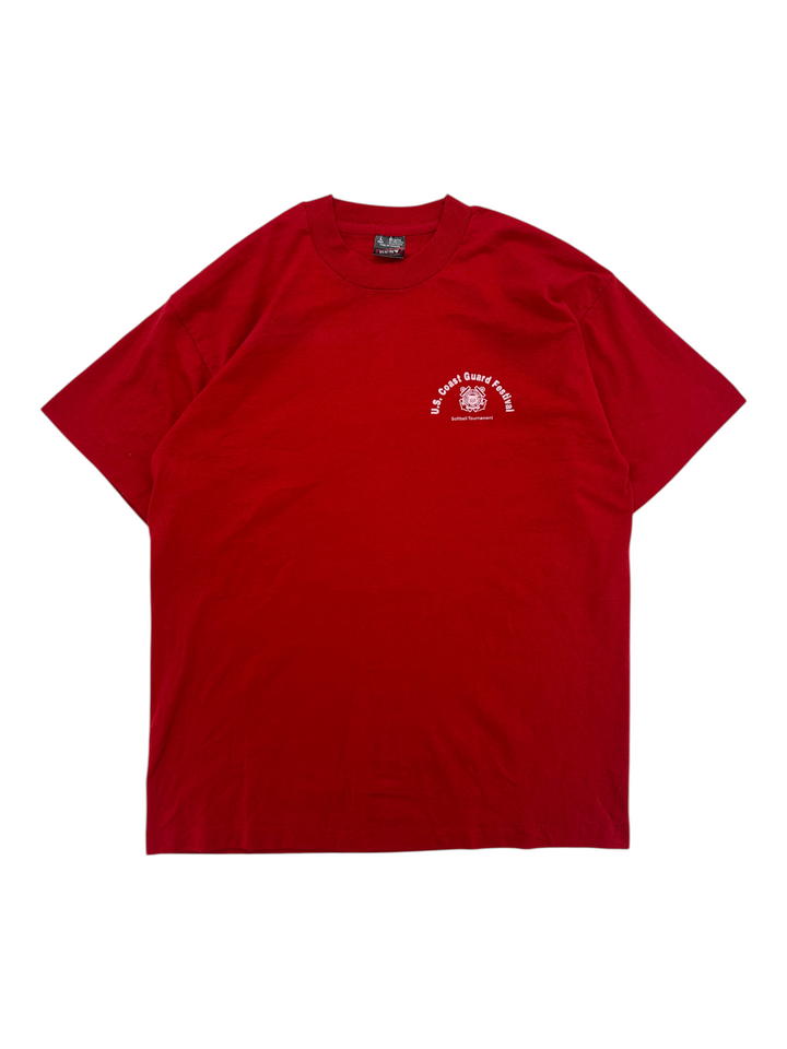 Exile Vintage red 1990s Coast Guard Festival softball tournament graphic t-shirt in size large