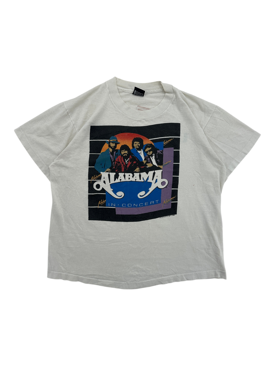 Exile Vintage white 1980s Alabama band tour t-shirt with graphic print on the front, size large.